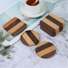 TIME OWNER Posavasos de madera de nogal y haya para té o café, manteles individuales decorativos, resistentes al calor, cuadrados, para bebidas, cuencos y teteras