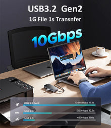ORICO 8-in-1 USB-C Docking Station with M.2 NVMe/SATA SSD Enclosure - image 2