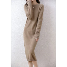 Cashmere Sweater Knitted Dresses 100% Merino Wool Women's Winter Female Elegant Pullovers Dress Autumn Casual Long Sleeve Skirts