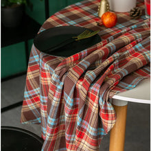 Christmas Decoration Round Tablecloth Plaid Table Cover for New Year Family Gathering Restaurant Party Dinner Xmas Home Decor