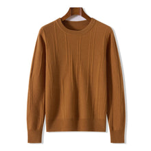Men's autumn and winter 100% wool knitted pullover, medium thick sweater, warm, breathable, versatile for business and leisure