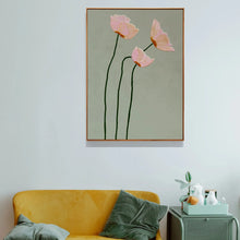 Chic Poppy Flower Canvas Print -Sage Green & Pink, Floral Wall Art for Living Room, Bedroom, Dorm Decor, Perfect for Room Decor
