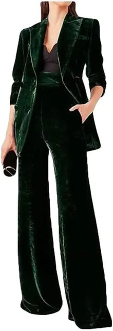 Traje de terciopelo de doble botonadura para mujer, conjunto de 2 piezas para reuniones de negocios y oficina, banquetes de boda, cenas y bailes