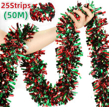 Christmas Tinsel Garlands Decoration Bar Tops Ribbon Garland with Bowknot Xmas Tree Ornaments Party Home Decor Pendant Prop