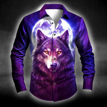 Men's Cool Smoky Animal Wolf Shirt Fashion 3D Printed Shirt Button Up Shirt Casual Long Sleeve Shirt Street Blouse for Mens