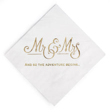 100PCS Mr&Mrs Wedding Paper Napkins Disposable 3-PLY 10inch Bronzing Cocktail Beverage Dessert Napkins for Wedding Anniversary