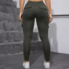 2PCS High Waist Lift Hip Pockets Woman Leggings Fitness Skinny Stretch Solid Color Sport Pants Daily Outdoors Running Leggings