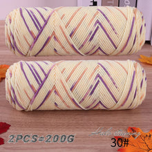 2 PCs Colorful 5-strand Dyed Milk Cotton Baby Sweater Yarn Self Woven Scarf Medium Thick Handmade DIY Woven Crochet Material Bag