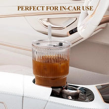400/600ML Striped Glass Coffee Cup Transparent Drinking Cup with Lid and Straw Large Capacity Juice Iced Coffee Cup Drinking Cup