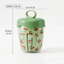 WORTHBUY Double Wall Salad Cup Portable Leak Proof Oat Container With Fork&Handle Drain Fruit Cup Cute Breakfast Cup For Student