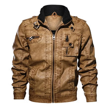 Men's Vintage Faux Leather Biker Jacket with Stand Collar, Sizes XXS to 6XL - image 3