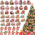 Christmas House Ornament Wooden Decorations Christmas Tree Hanging Ornaments Xmas Painted Wood Pendants for Holiday Decor