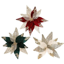 Christmas Flowers Decoration High-gloss Sequins Christmas Tree Ornaments Glittery For Xmas New Year Wedding Party Wreath Decor
