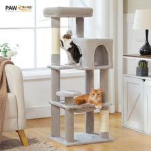 Multi-Level Cat Tree with Sisal Scratching Posts Cozy Condo Big Hammock Plush Cat Tower for Indoor Kitten House Bed Cat Toys