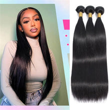 Straight Human Hair Bundles Remy Brazilian Hair Weave Bundles 3PCS Natural Black 14-30 Inch Hair Extensions