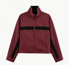 Beige Black Colorblock Zip Collar Crop Women Jacket Sporty Lapel Loose Outerwear Spring Autumn Daily Street Dating Outfit Coat
