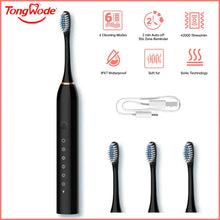 Tongwode USB Rechargeable Tooth Brush for Adult 6 Clean Modes Sonic Electric Toothbrush Washable Teeth Whitening and Cleanin