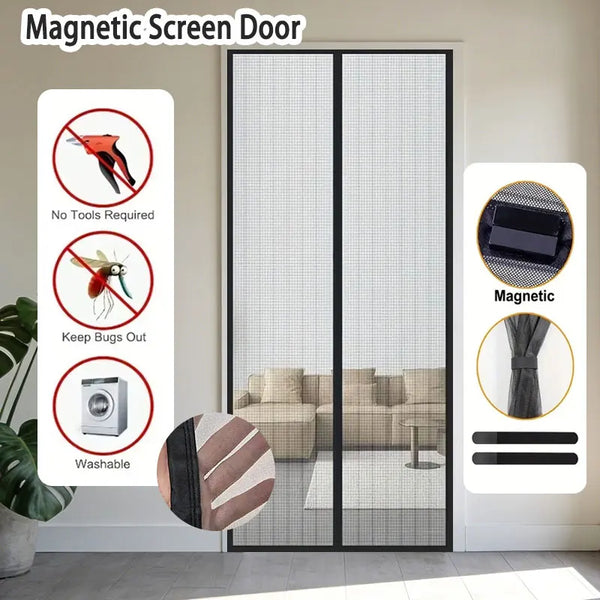 No-Drill Magnetic Mesh Door Curtain - Invisible Mosquito & Insect Proof Screen for Home Use
