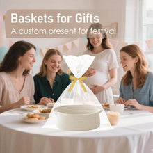 1pcs Woven Basket,Small Rope Storage Bin with Handles & Ribbon Bag, Organizer for Shelves Closets,Gift Basket Empty for Birthday