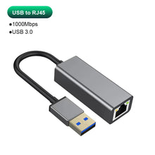 USB Type C Wired Ethernet Gigabit Adapter 1000Mbps USB3.0 RJ45 Network Card For MacBook PC Window Android USB Lan Internet Cable