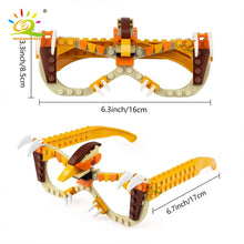 HUIQIBAO Dinosaur Building Blocks Glasses Baseplate Frame Friends Police City DIY Toys Glasses Bricks Kid Christmas Gift Party