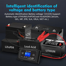 HTRC 20A/25A Car Battery Charger High Power Smart Charger for Lithium LiFePO4 AGM GEL Lead-acid Battery 12V 24V Charger for Car