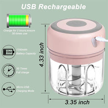 Electric Mini Garlic Chopper  Portable Cordless Vegetable Blender, Onion Mincer with USB Charging for Baby Food, Chili, Herbs