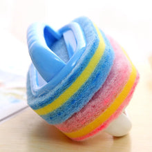 Red & Blue Dual-Color Cleaning Sponge Brush Set - 14×9×7cm Ergonomic Handle Scrub Sponge, Perfect for Kitchen, Bathroom