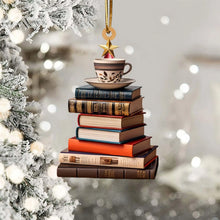 Christmas Ornament Creative Book Tree 2D Flat Acrylic Christmas Decoration Car Ornament Festive Holiday Home Decor