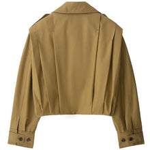 Chaqueta plisada marrón para mujer HXAO, chaqueta bomber corta primavera-verano 2025, abrigos de manga larga con botones, ropa de abrigo, chaquetas de aviador