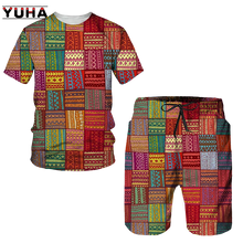 YUHA,Newest African Print Women's/Men's T-shirts Sets Africa Dashiki Men’s Tracksuit/Vintage Tops Sport And Leisure Summer Male