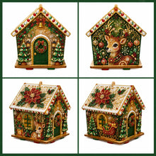 Christmas DIY Pearl Art Craft Kit Wooden Gingerbread House Shape Diamond Bead Painting Ornament  Xmas DIY Handcraft Kit Decor