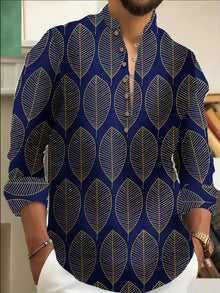 Men's Casual Multifunctional Fashion Street Men's Shirt Lapel Long Sleeve Top Men's Bird Long Sleeve Shirt