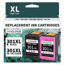 INKCLOUD 301XL Ink Cartridges Replacement for HP 301 for Envy  4500 4502 5530 DeskJet 1000 1050 2050 2510 OfficeJet 2620 4630