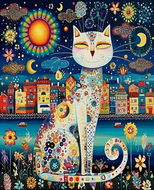 PhotoCustom 5d Diamond Painting Colorful Cat Full Round Diamond Embroidery Art Animal Home Decor