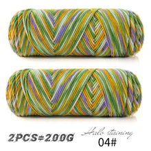 2 PCs Colorful 5-strand Dyed Milk Cotton Baby Sweater Yarn Self Woven Scarf Medium Thick Handmade DIY Woven Crochet Material Bag