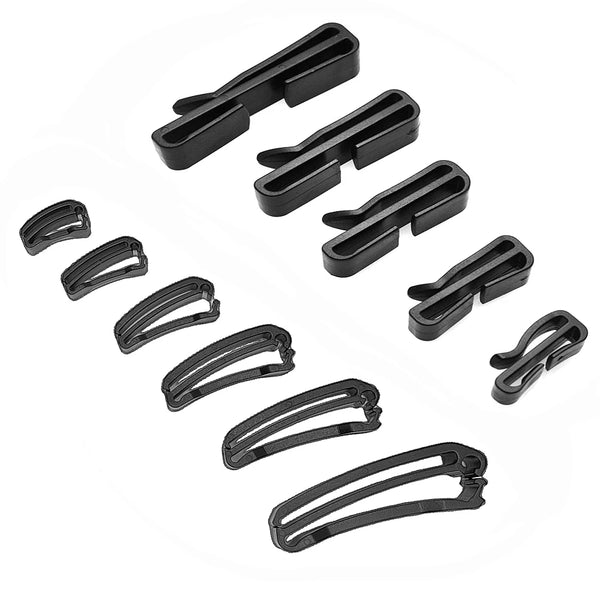 10 unidades/paquete Hebilla de ajuste rápido para cincha, clip deslizante negro para mochila táctica Molle, correa ajustable de 15-50 mm