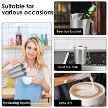 0.5-2L Stainless Steel Milk Frothing Jug Measurement Jug Milk Pot Large Mouth Graduated Beaker Clear Marking Coffee Accessories