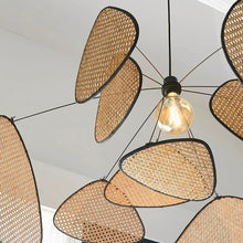2025 Rattan Weaving Hanging Lamps For Ceiling Wicker Lamp Petals Pendant Lights Flower Japan Style Chandelier Loft Home Decorati