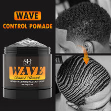 Pomada de control de ondas con biotina de 3.53 oz para hombres Sevich Sport, gel para cabello ondulado de fijación fuerte con cepillo, aceite, champú y acondicionador para cabello ondulado