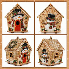 Christmas DIY Pearl Art Craft Kit Wooden Gingerbread House Shape Diamond Bead Painting Ornament  Xmas DIY Handcraft Kit Decor