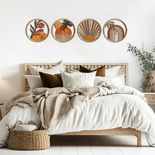 4Pcs Wooden Wall Bohemian Art Farmhouse Bohemian Country Yard Decoration Round Shape Wall Hanging Decor