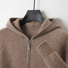 Autumn and Winter 100% Pure Cashmere Cardigan Men's Hoodie Zipper Thick Sweater Loose Plus Size Wool Knitted Sweater Coat
