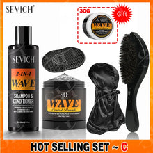 Pomada de control de ondas con biotina de 3.53 oz para hombres Sevich Sport, gel para cabello ondulado de fijación fuerte con cepillo, aceite, champú y acondicionador para cabello ondulado