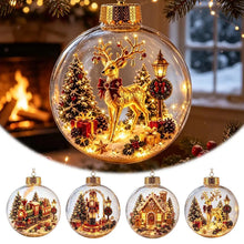Christmas Story Decorations With Lights Creative Nutcracker Reindeer Snowman Glowing Christmas Tree Decor Pendant Crystal ball