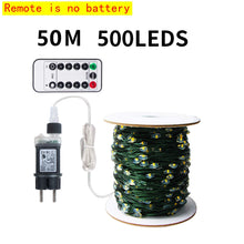 10-200M LED String Lights Fairy Green Wire Outdoor Christmas Light Tree Garland For New Year Street Home Party Wedding Decor