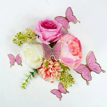 Flower Cake Toppers with Butterfly Happy Birthday and Artificial  Rose Flowers Eucalyptus Butterflies for Birthday Wedding