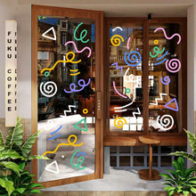 Nordic Style Line Stickers Convenient Fit DIY Decor Milk Tea Coffee Cake Kid Clothing Store Window Glass Door Decorate Wallpaper