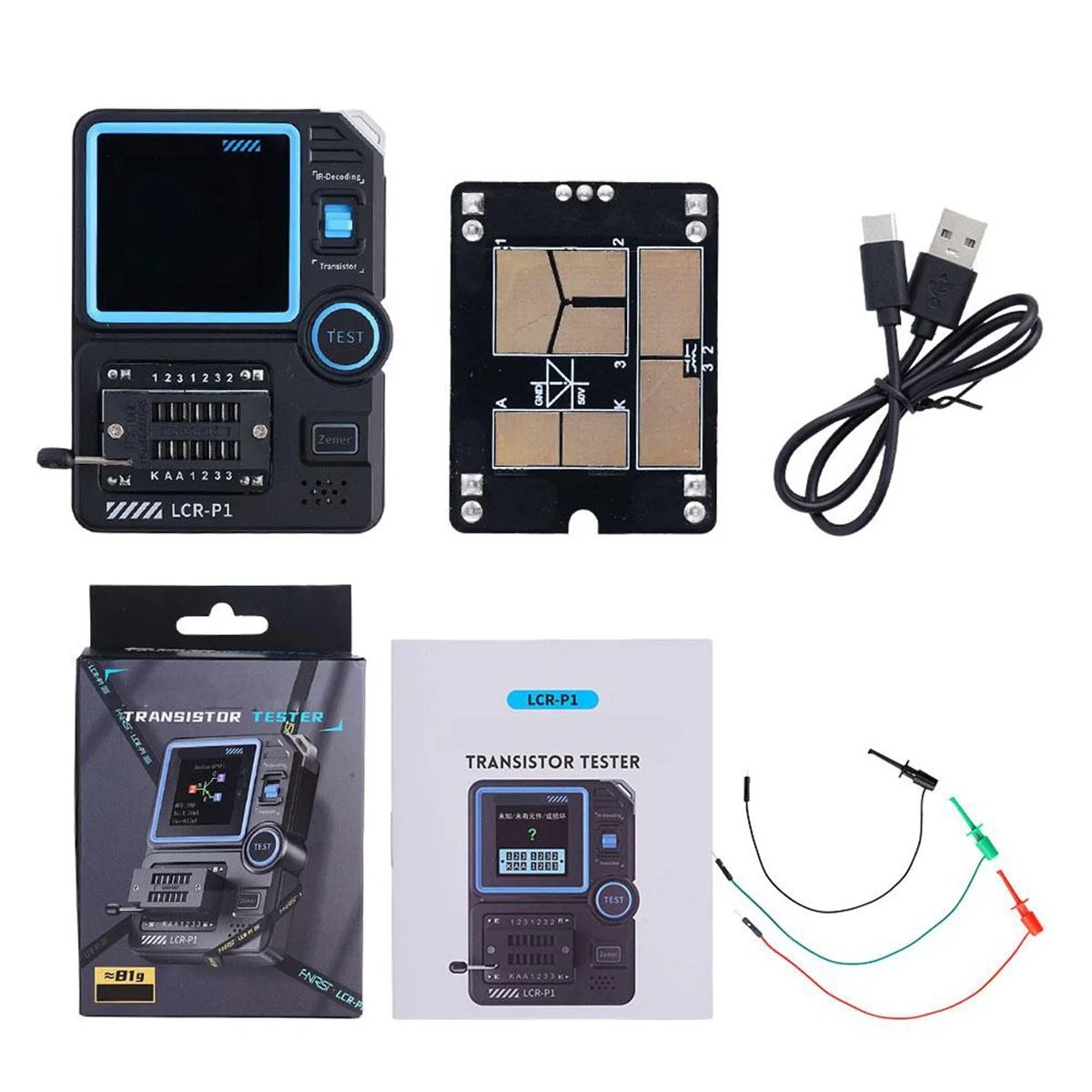 YDSC LCR-P1 Transistor Tester Diode Triode Capacitance Resistance JFET,ESR LCR Meter Meter Tester Multifunction MOSFET IGBT