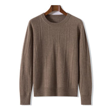 Men's autumn and winter 100% wool knitted pullover, medium thick sweater, warm, breathable, versatile for business and leisure